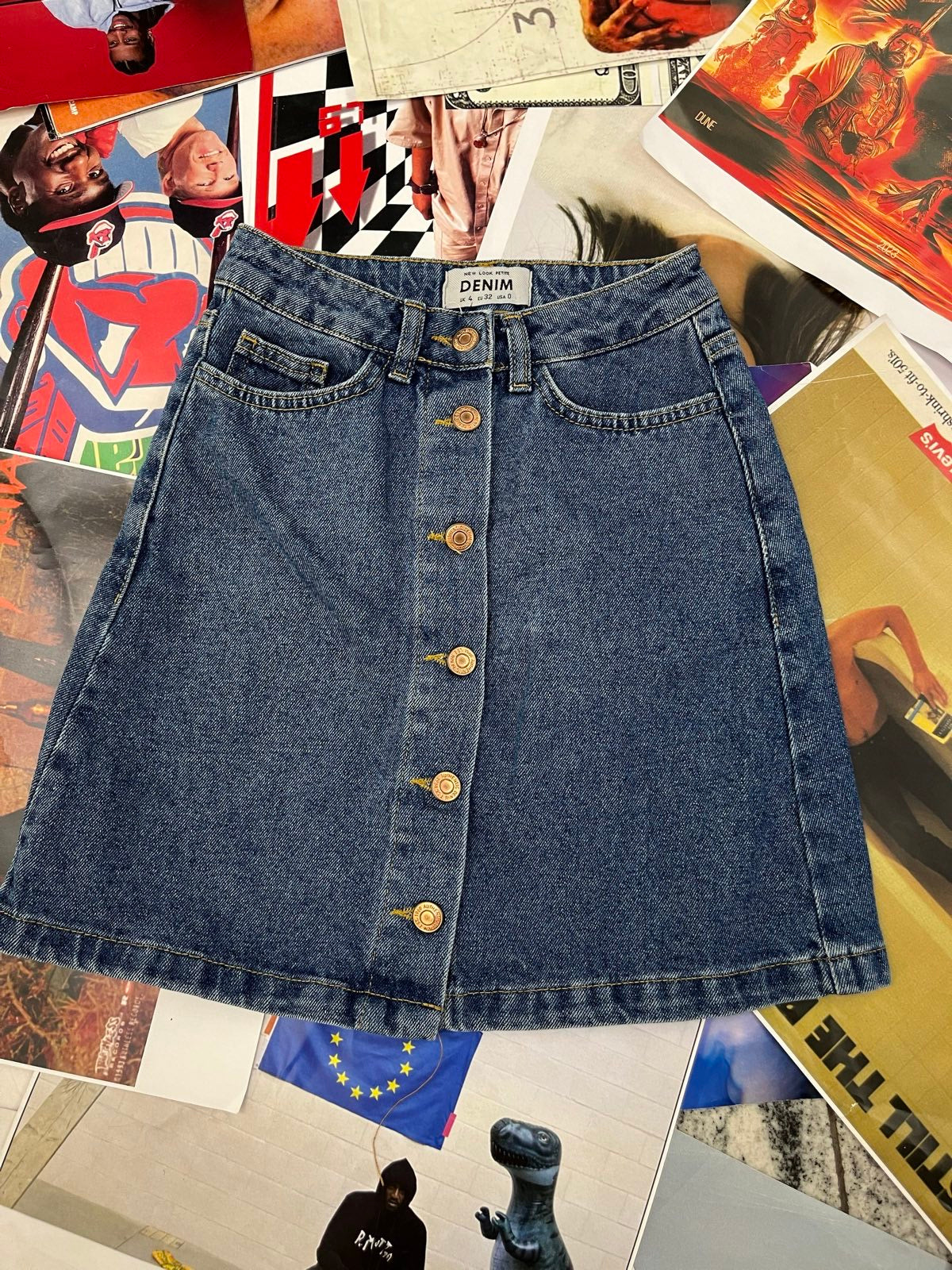New Look Petite Denim MINI SUKNĚ tmavý denim na knoflíky XS