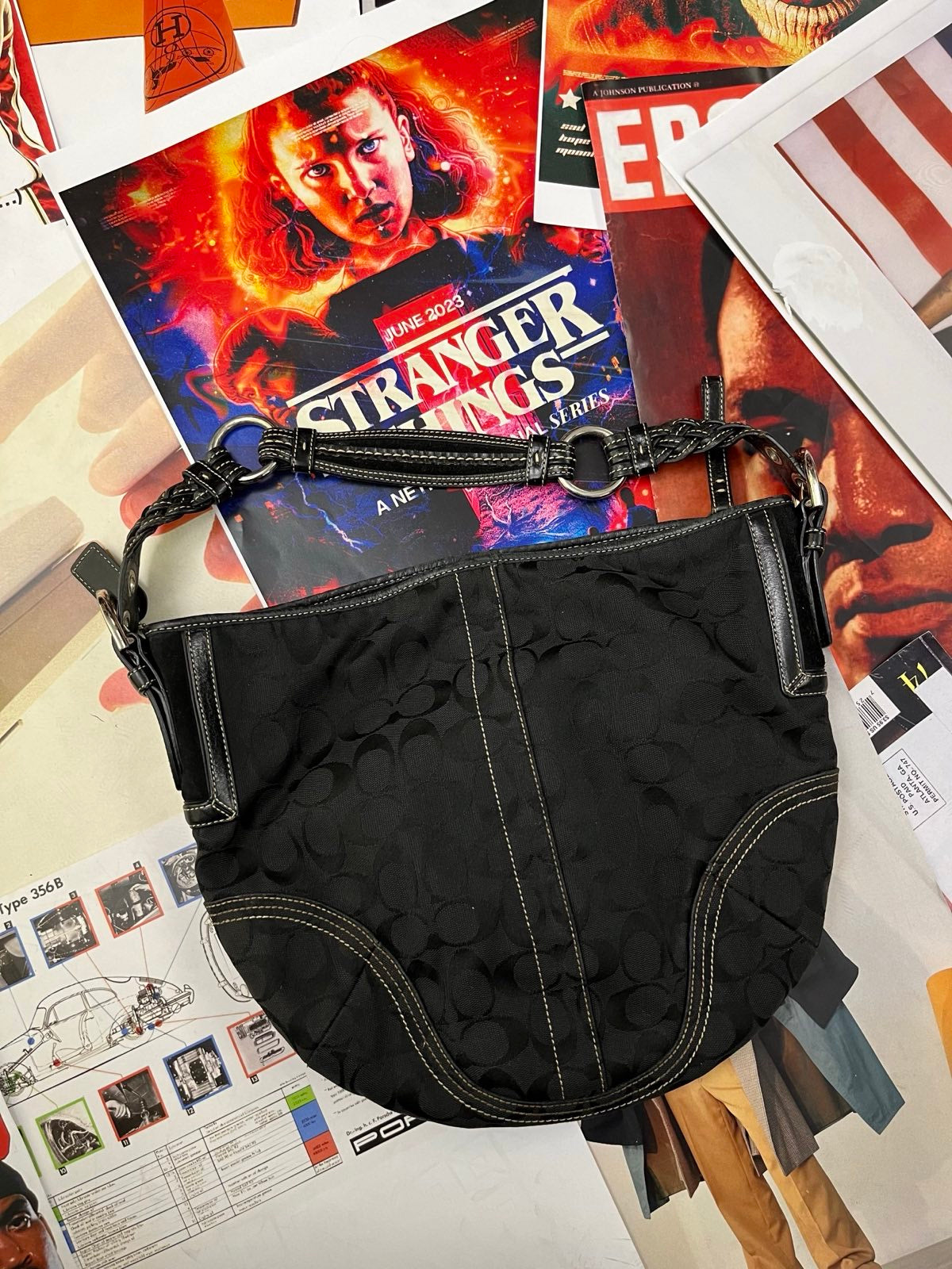 COACH kabelka velká černá s monogramem