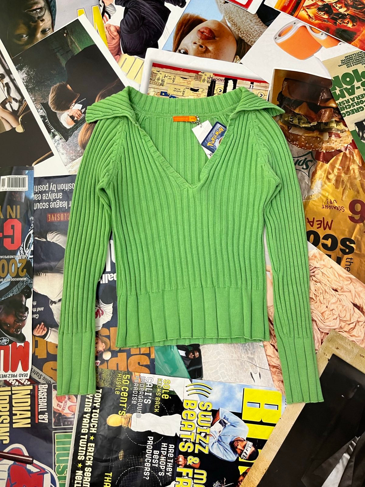 (XS) Fishbone svetr zelený dámský