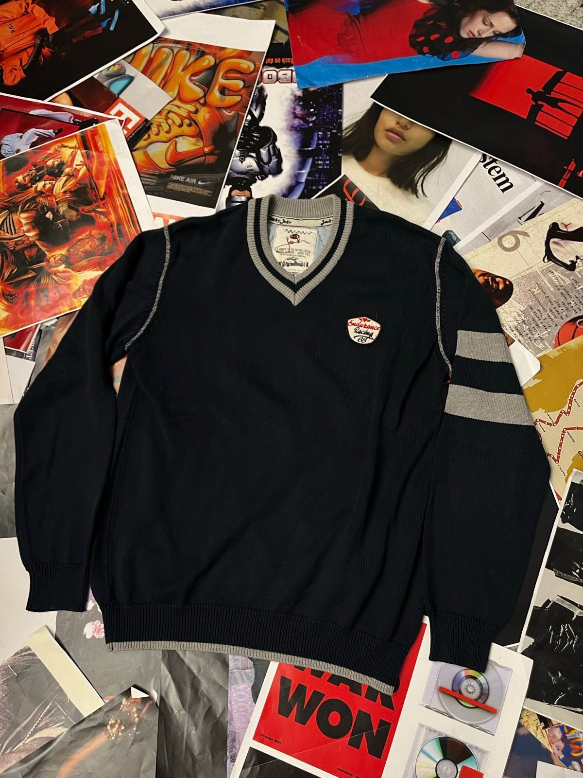 (L) Jacky ICKX svetr modrý pánský Endurance Racing 68