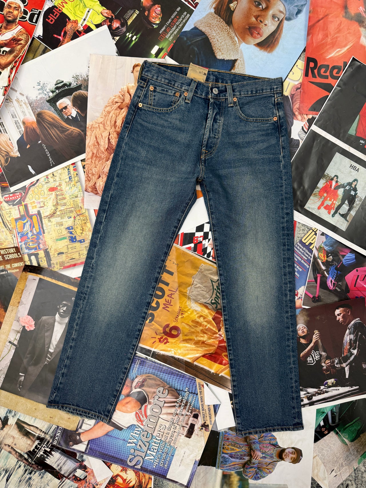 (S) Levi's pánské modré džíny 501 washed denim