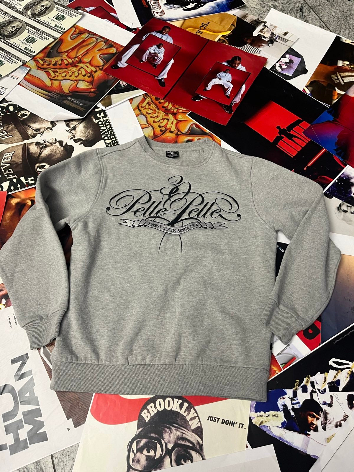 (M) Pelle Pelle crewneck šedý s výšivkou loga na hrudi