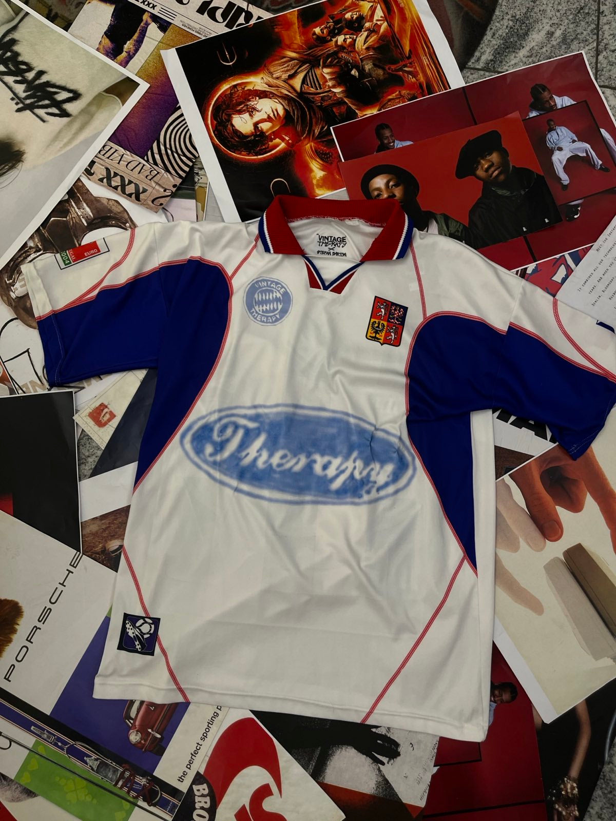 1of1 Therapy x Portugal 2004 dres fotbalový bílý s červeným stitchingem a modrými prvky XL