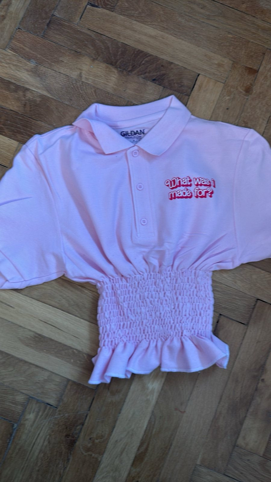 1of1 Top žabičkovaný růžový  What was I made for S