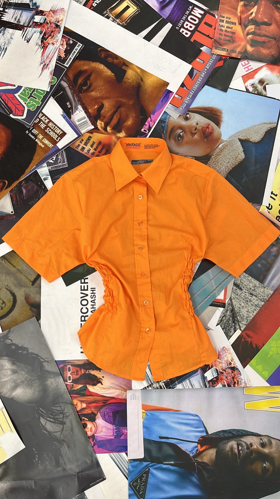 Reworked top James and Nicholson oranžový s žabičkováním M