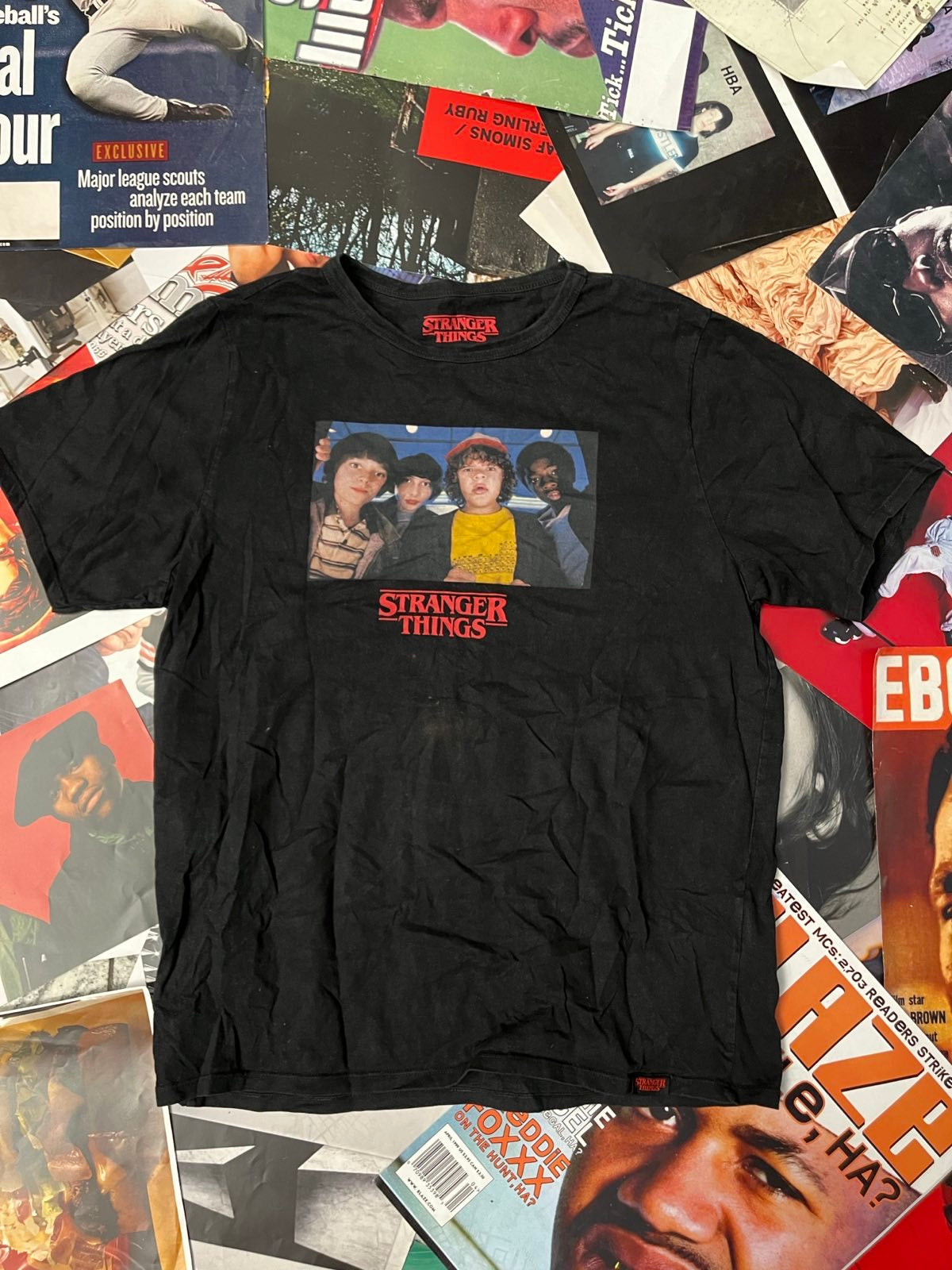 Triko pánské černé print Stranger Things L