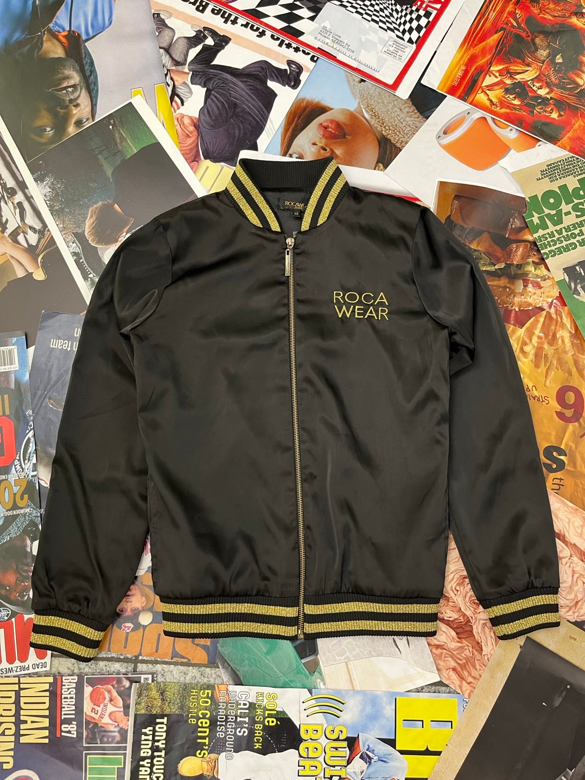 (XS) Rocawear bomber černo–zlatý dámský