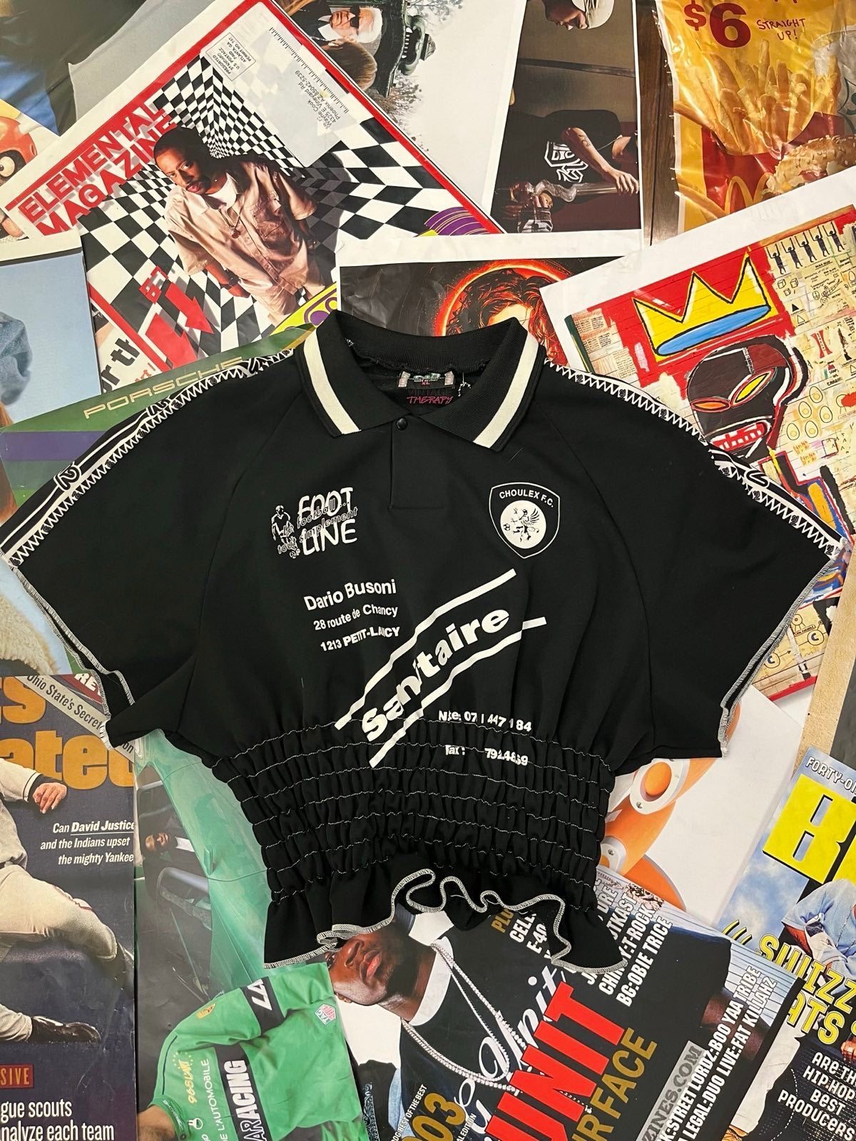(XL) Ennedue Reworked TOP černý s bílými fotbalovými nápisy
