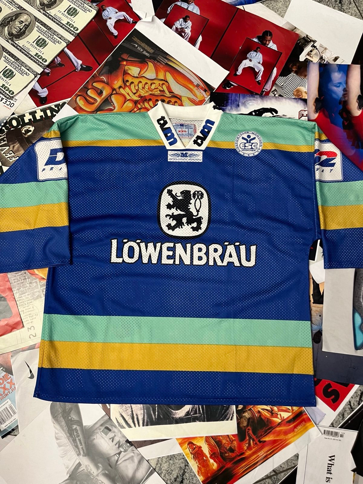 (2XL) Metzen Athletic Munchen DRES hokejový LOWENBRAU modro-tyrkysovo-hořcicový Gleinser 1