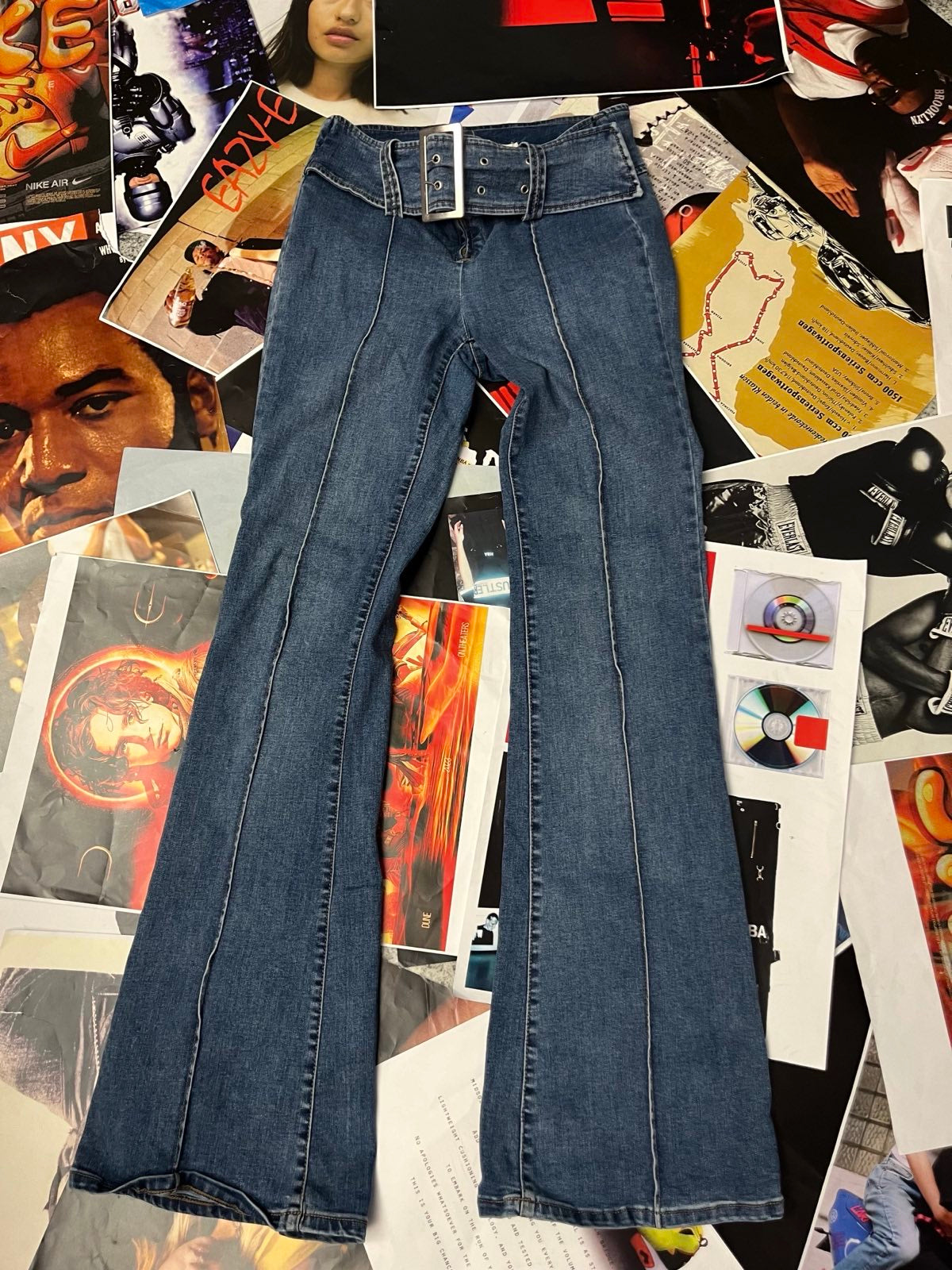 (M) Garage denim džíny dámské v pase velká přezka