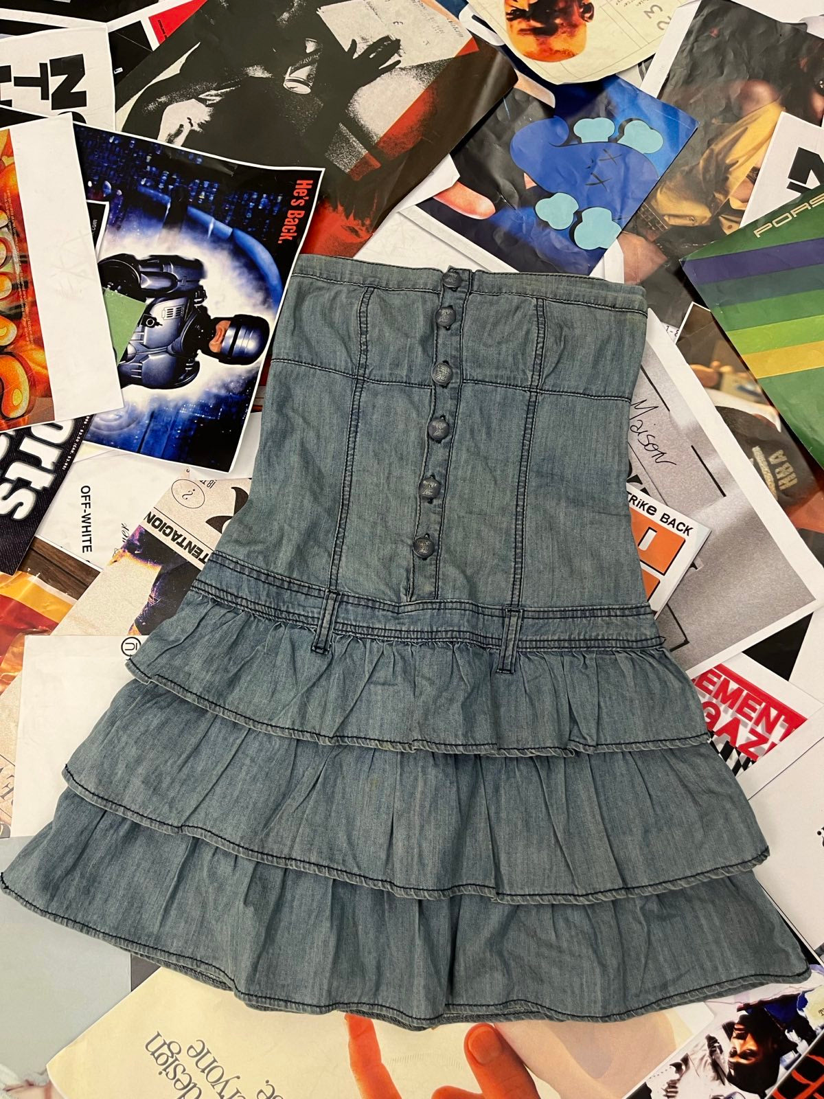 (S) ANN CHRISTINE šaty denim bez ramínek