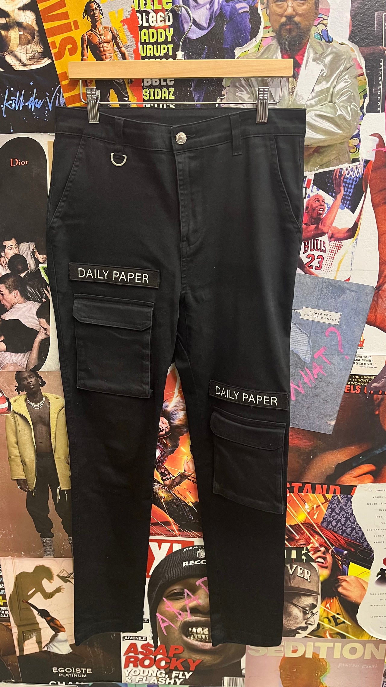 Daily Paper kalhoty černé s kapsama M