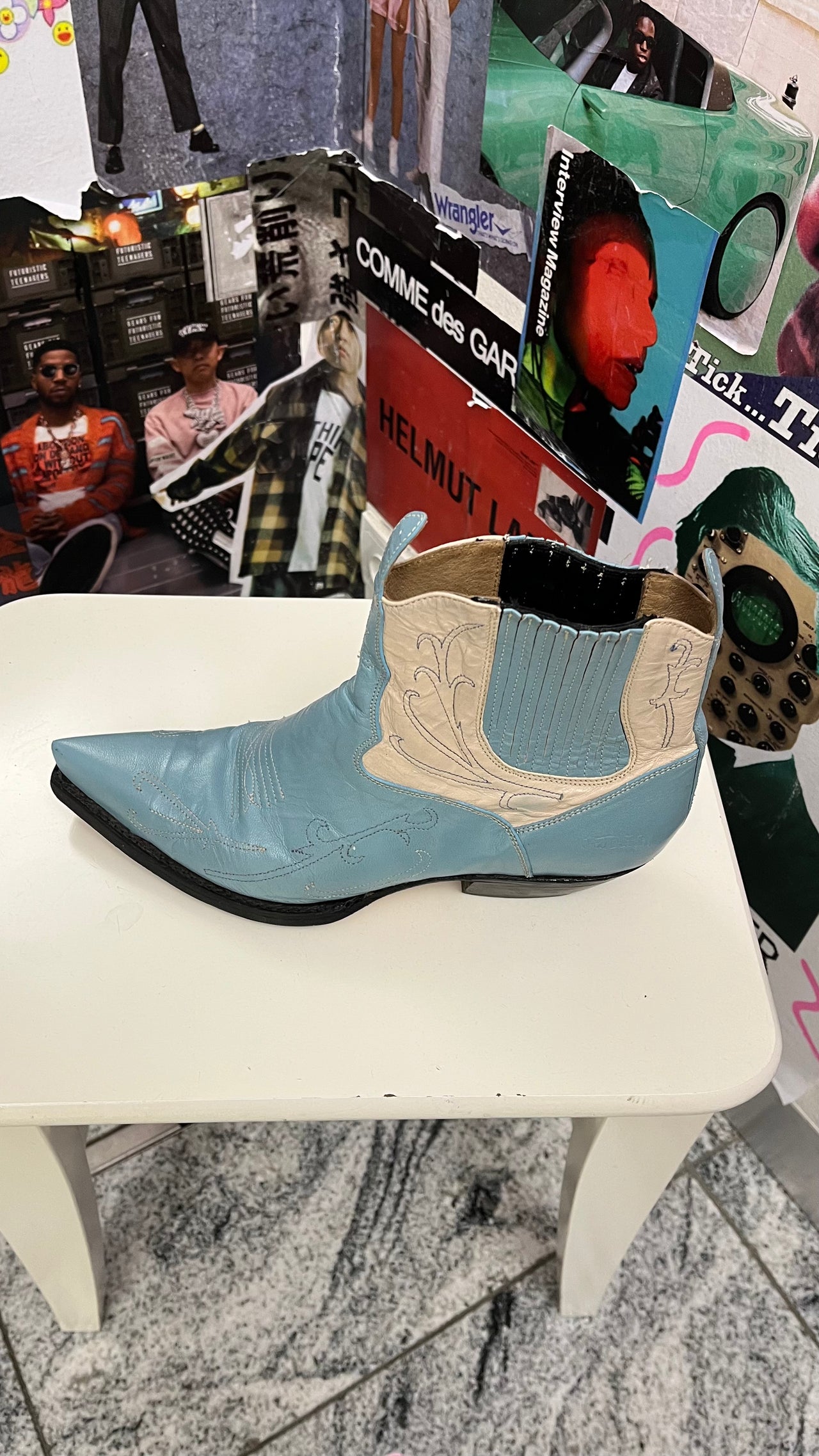 Von Dutch modro-bílé kovbojské kozačky 40