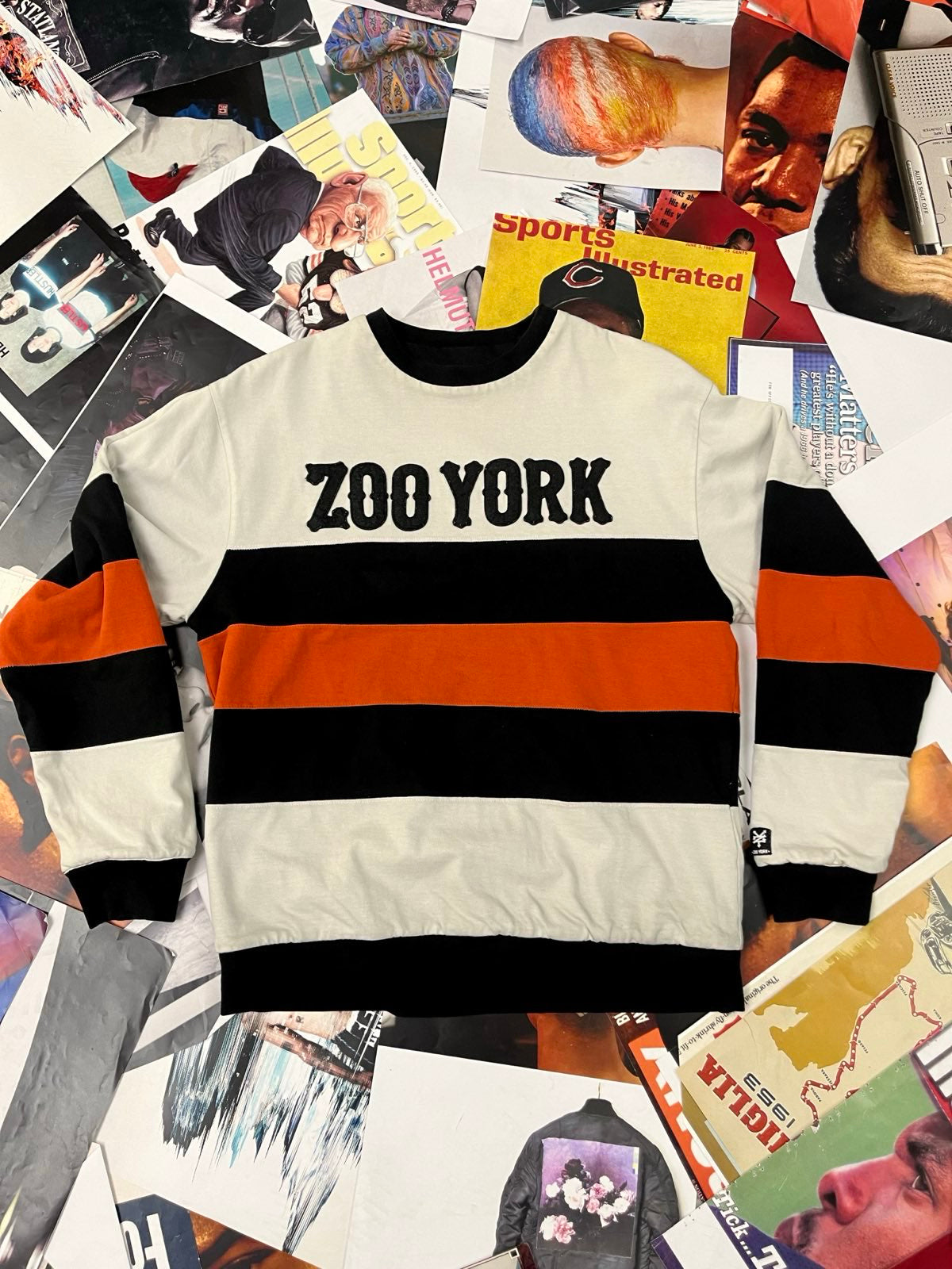 Zoo York CREWNECK pánský bílo černo oranžový oboustraný L