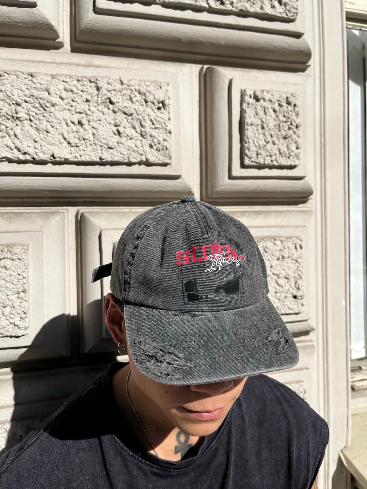 1of1 KŠILTOVKA washed šedá Stolen Ideas punk logo