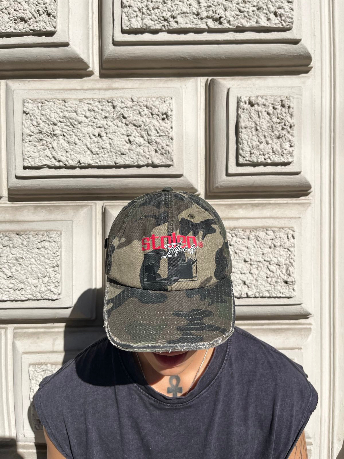 1of1 KŠILTOVKA camo distressed Stolen Ideas punk logo