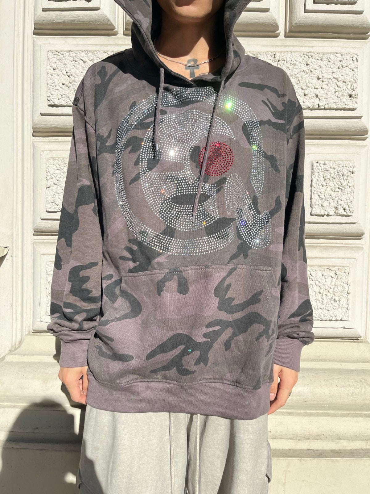 (5XL) 1of1 MIKINA camo STOLEN rhinestones logo