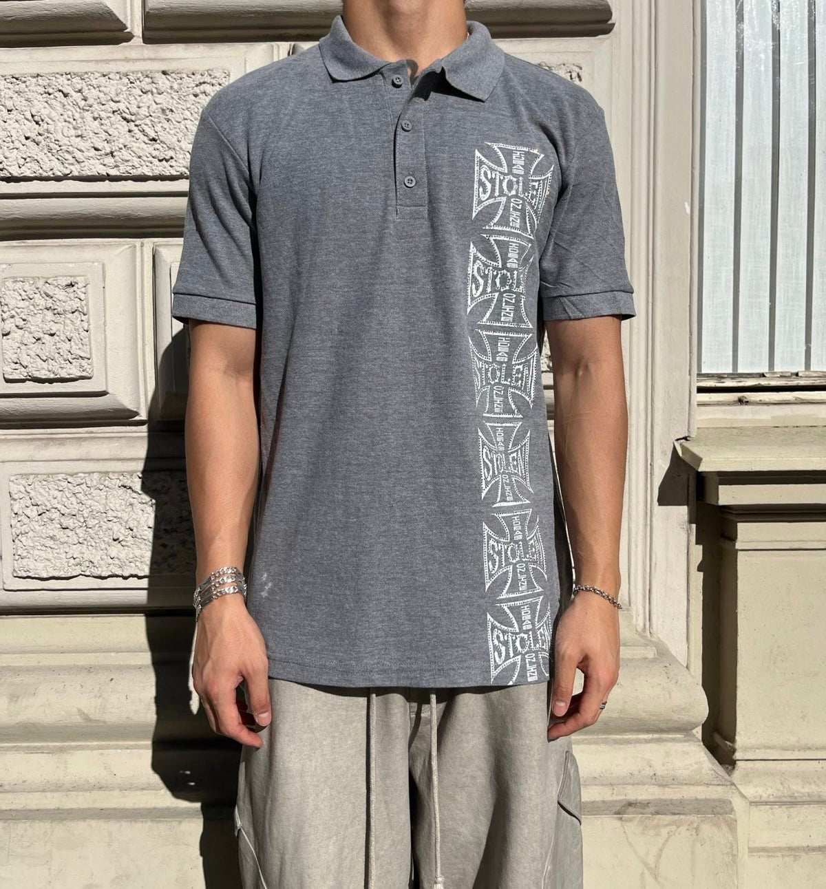 (M) 1of1 POLOTRIKO šedé Westside Choppers rhinestones logo