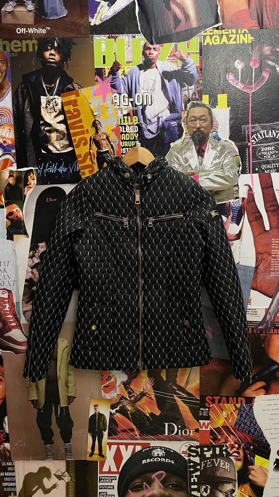 Burberry bunda černá prošívaná bílou nití (XS)