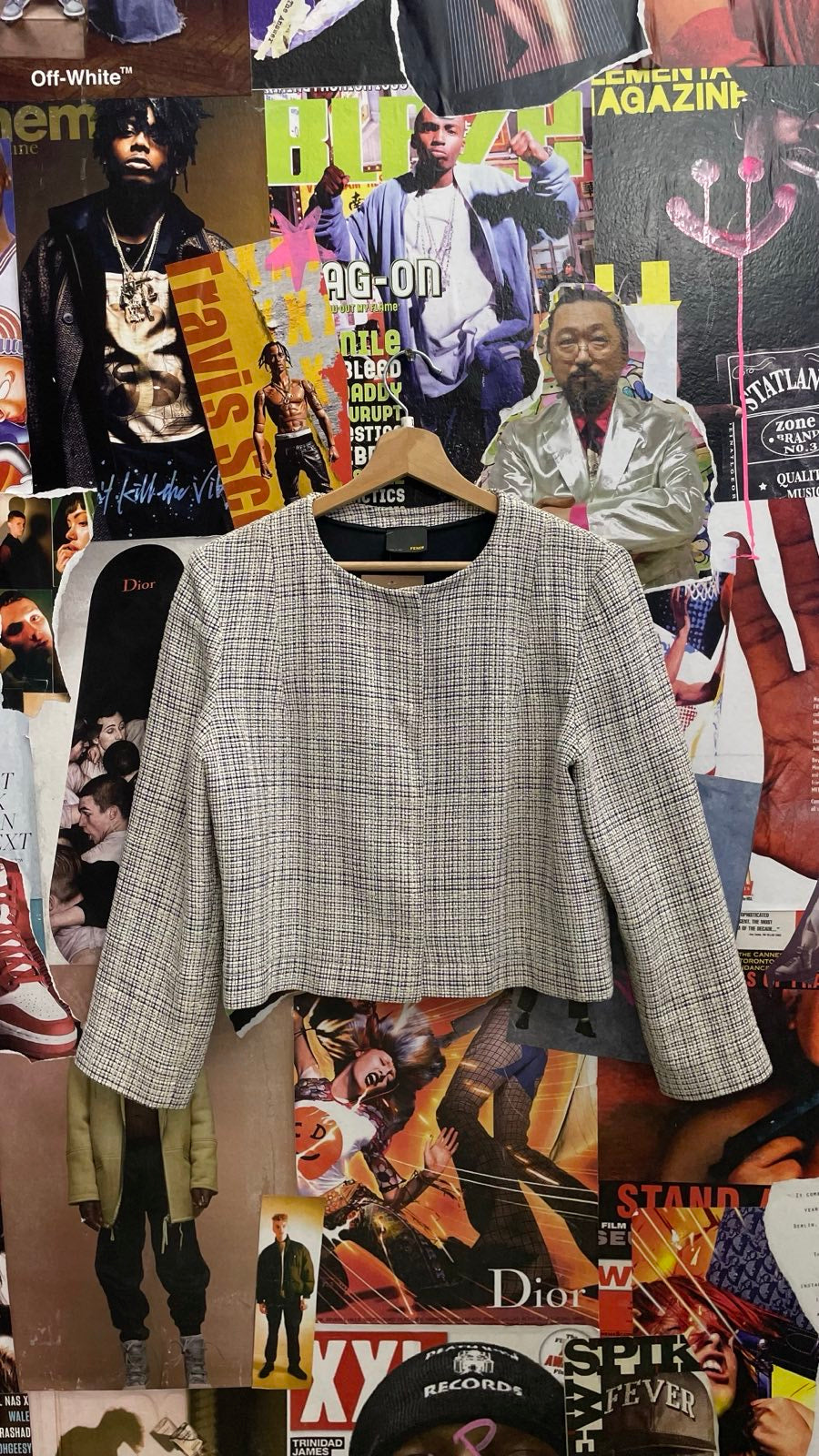 Fendi sako kostkované modro-bílé (L)
