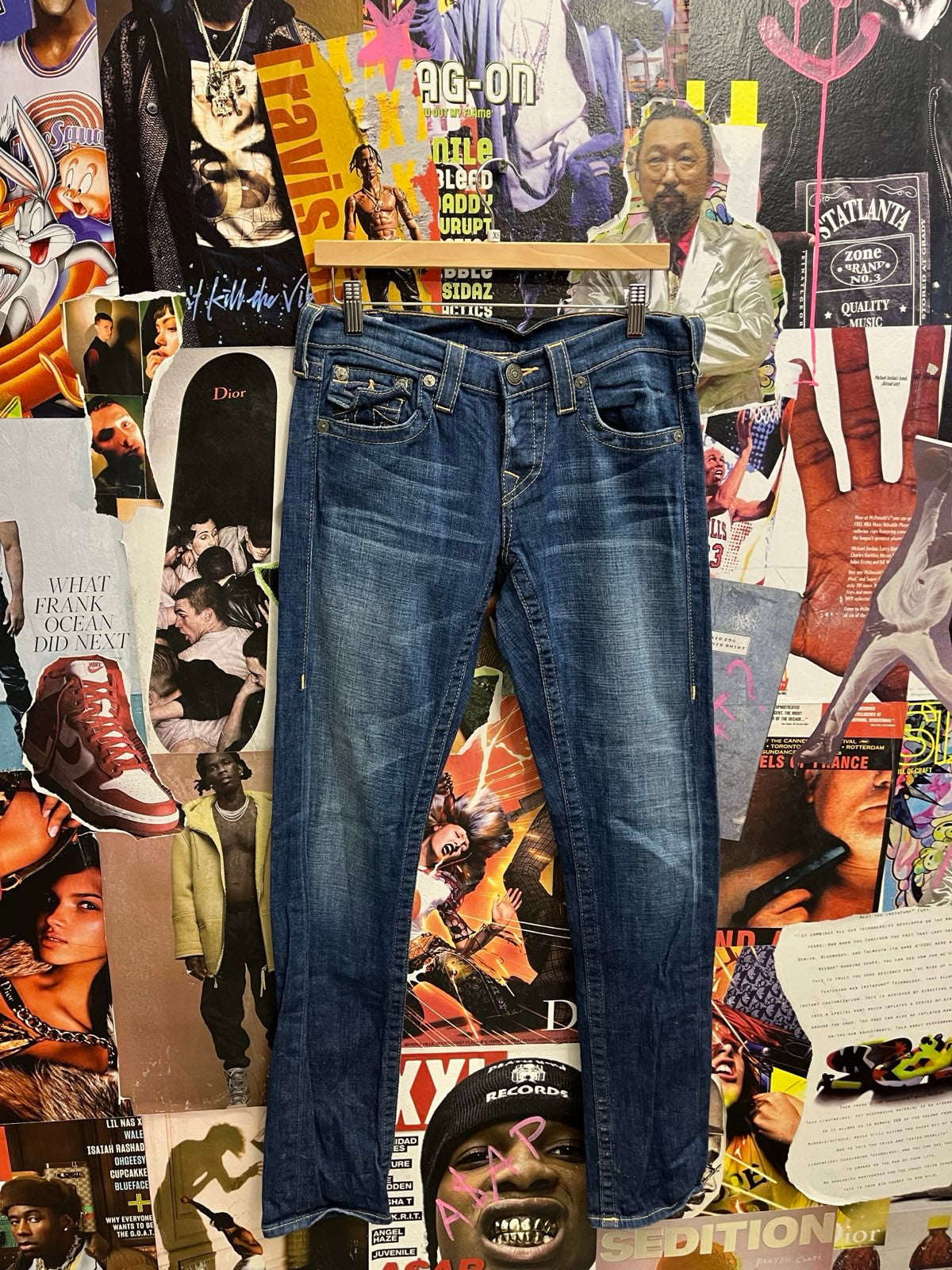 True religion džíny oranzovo modrý tag XS