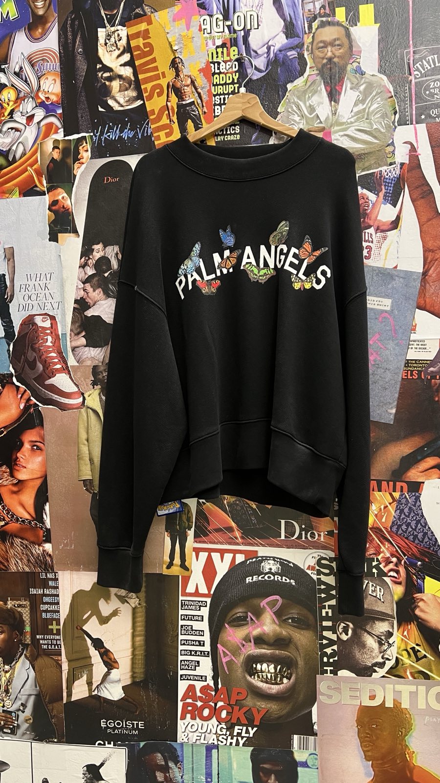 Palm Angels crewneck s potiskem motýlů (L)