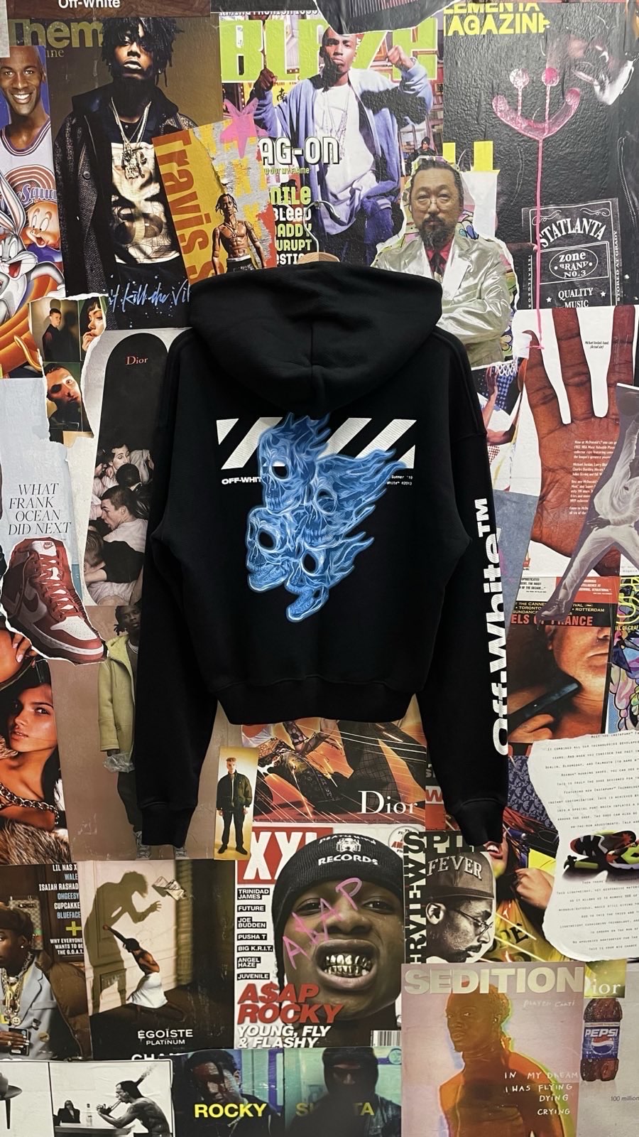 Off White mikina černá s potiskem lebek na zádech (S)