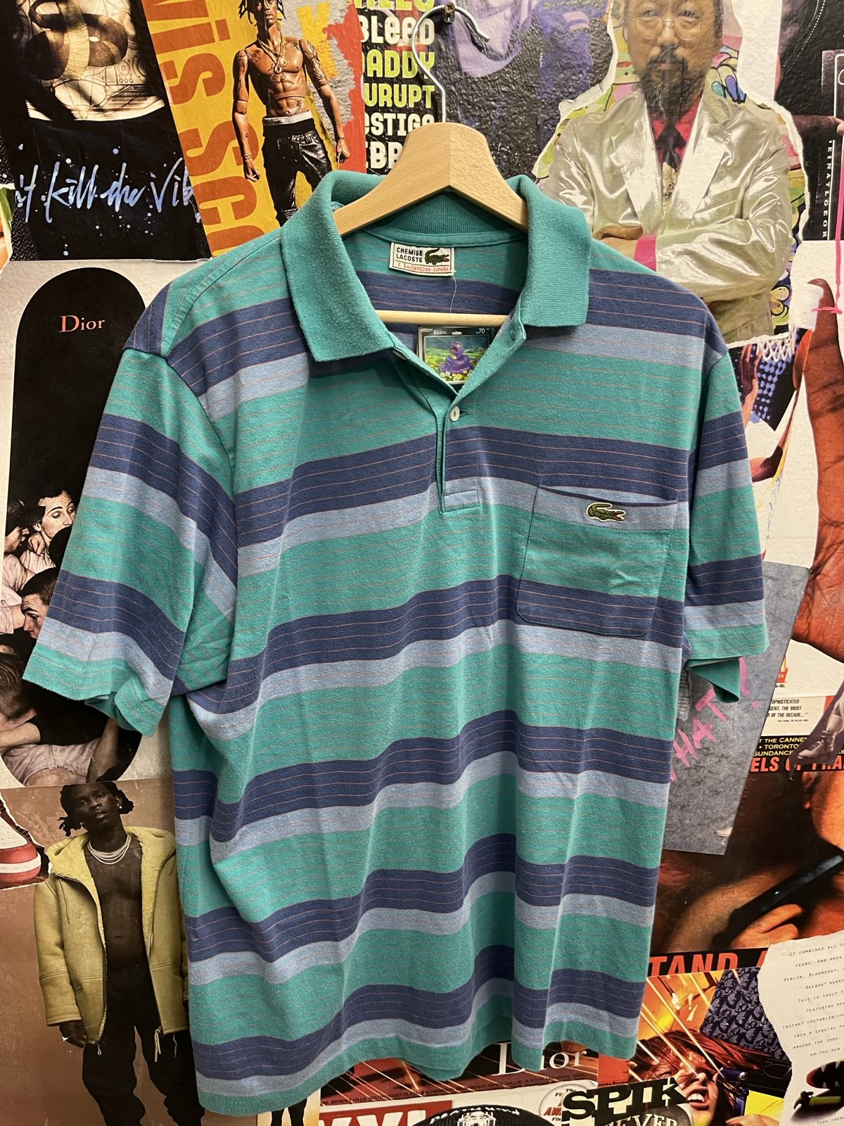 Lacoste polo tričko modré proužkované