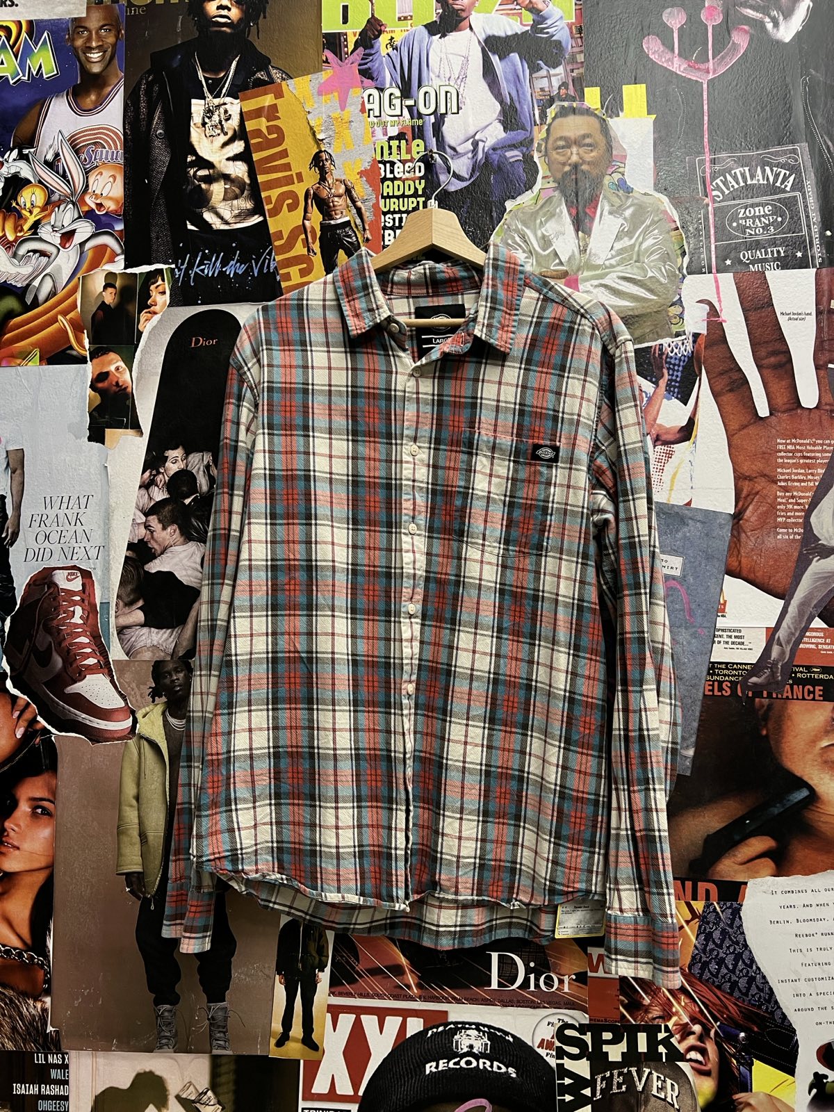 Dickies košile červenomodrá kostkovaná dlouhý rukáv L