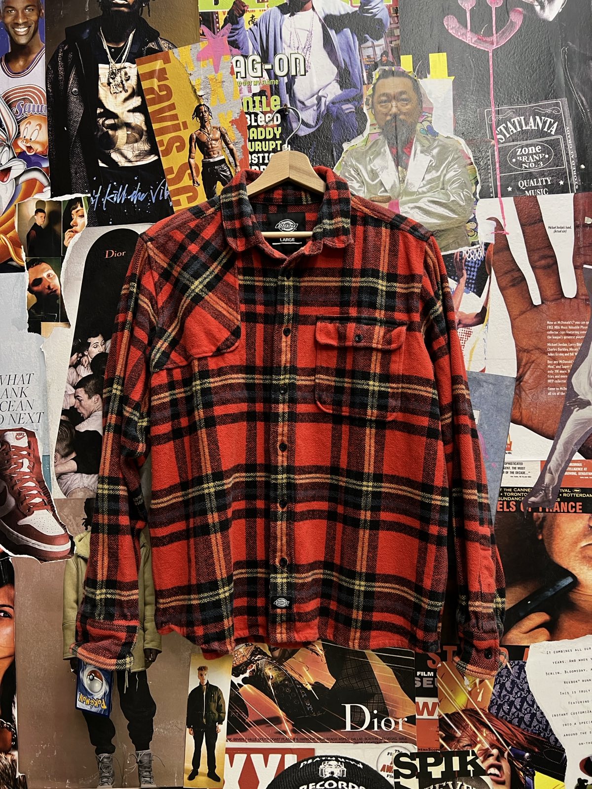 Dickies košile červená kostkovaná dlouhý rukáv L