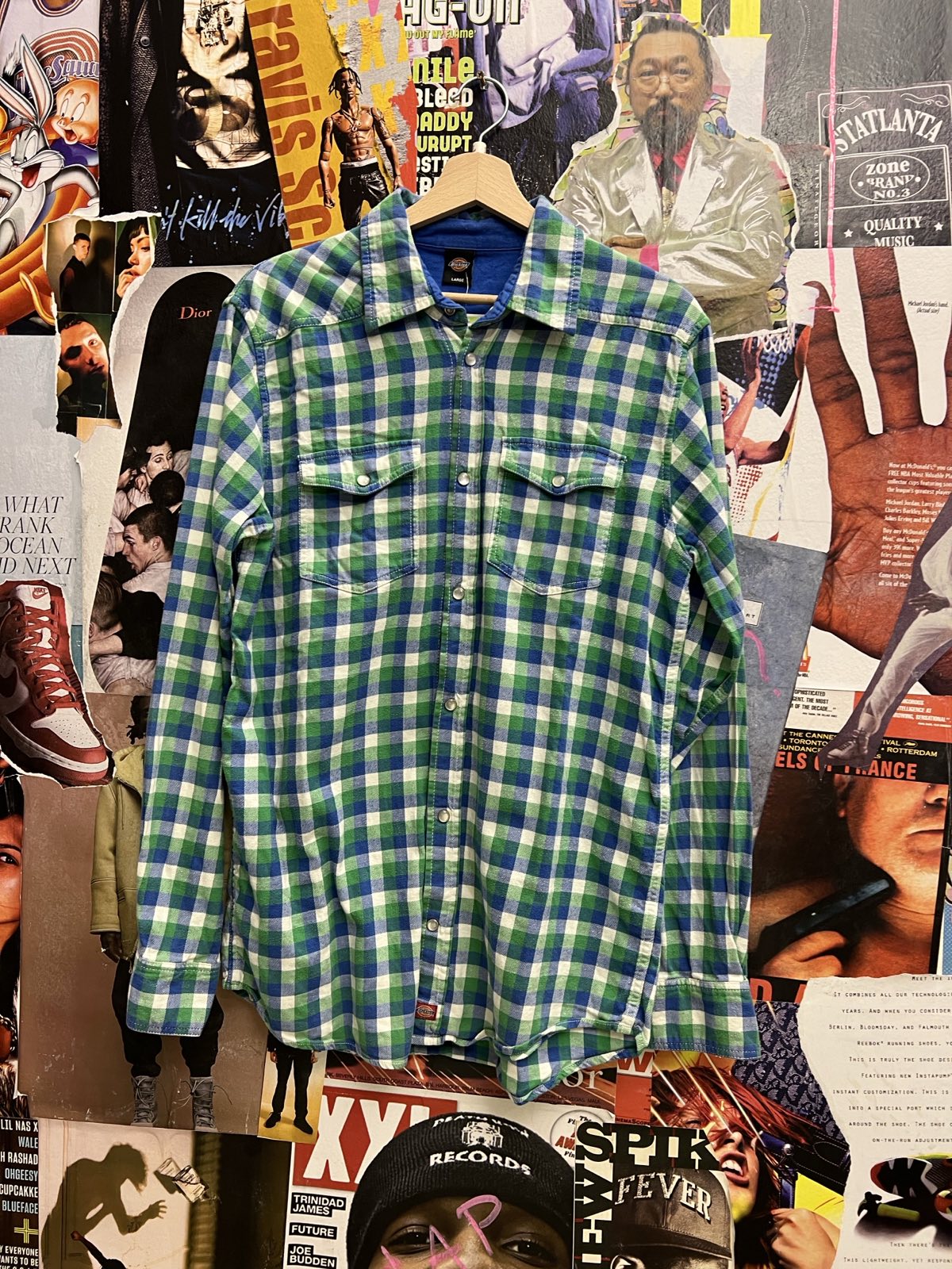 Dickies košile zelenomodrá dlouhý rukáv L